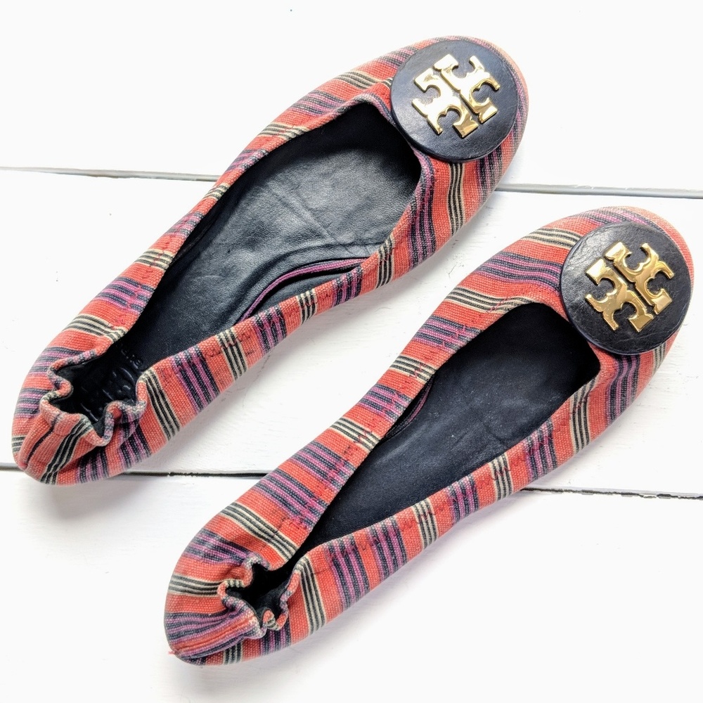 TORY BURCH Flats Stripe Pattern Red Size 10